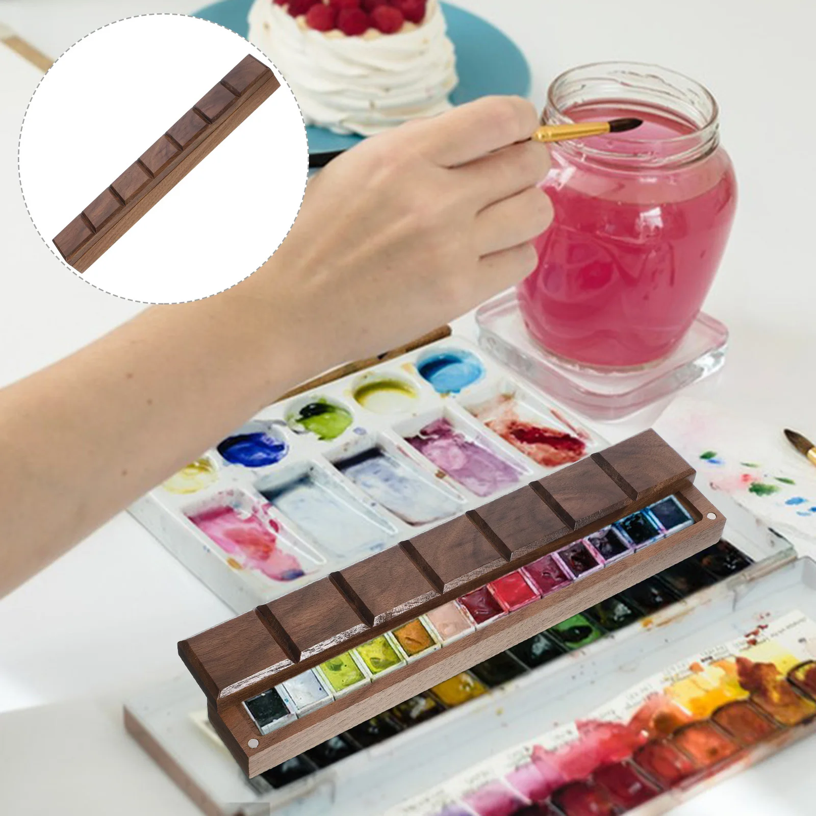 

Portable Wooden Watercolor Paint Box Empty Palette for DIY Oil Gouache Pigments Travel Art Supplies Tin for Watercolor