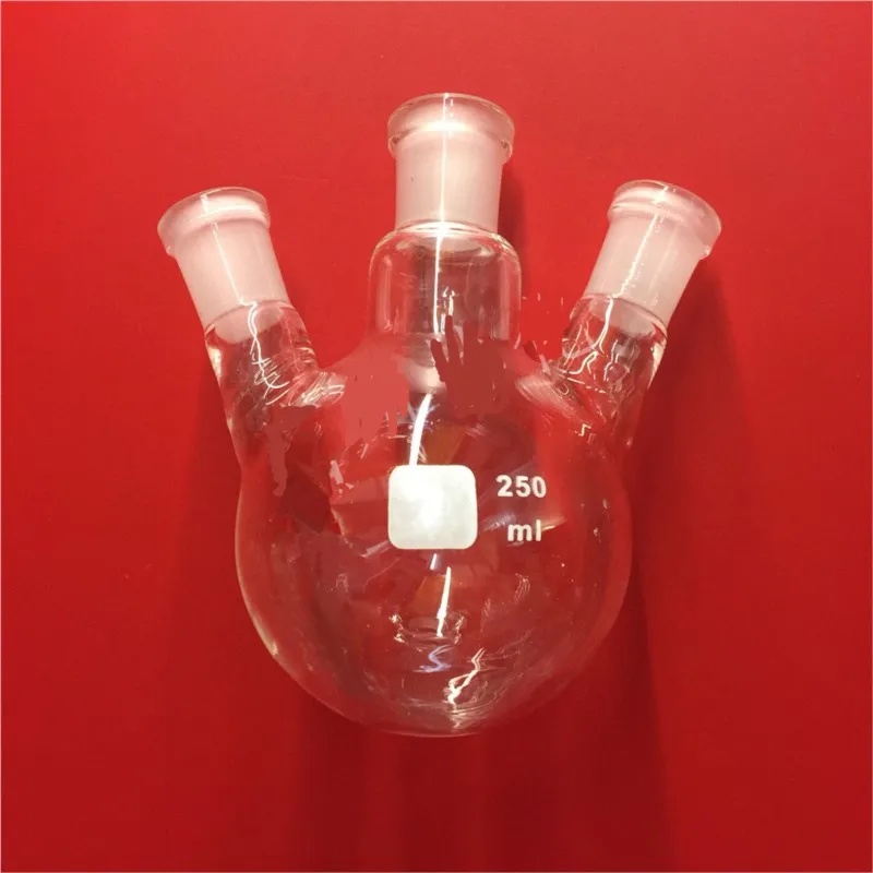 

250ml,19/26*3,3-neck,Round bottom straight Glass flask,Lab Boiling Flasks,Three neck laboratory glassware