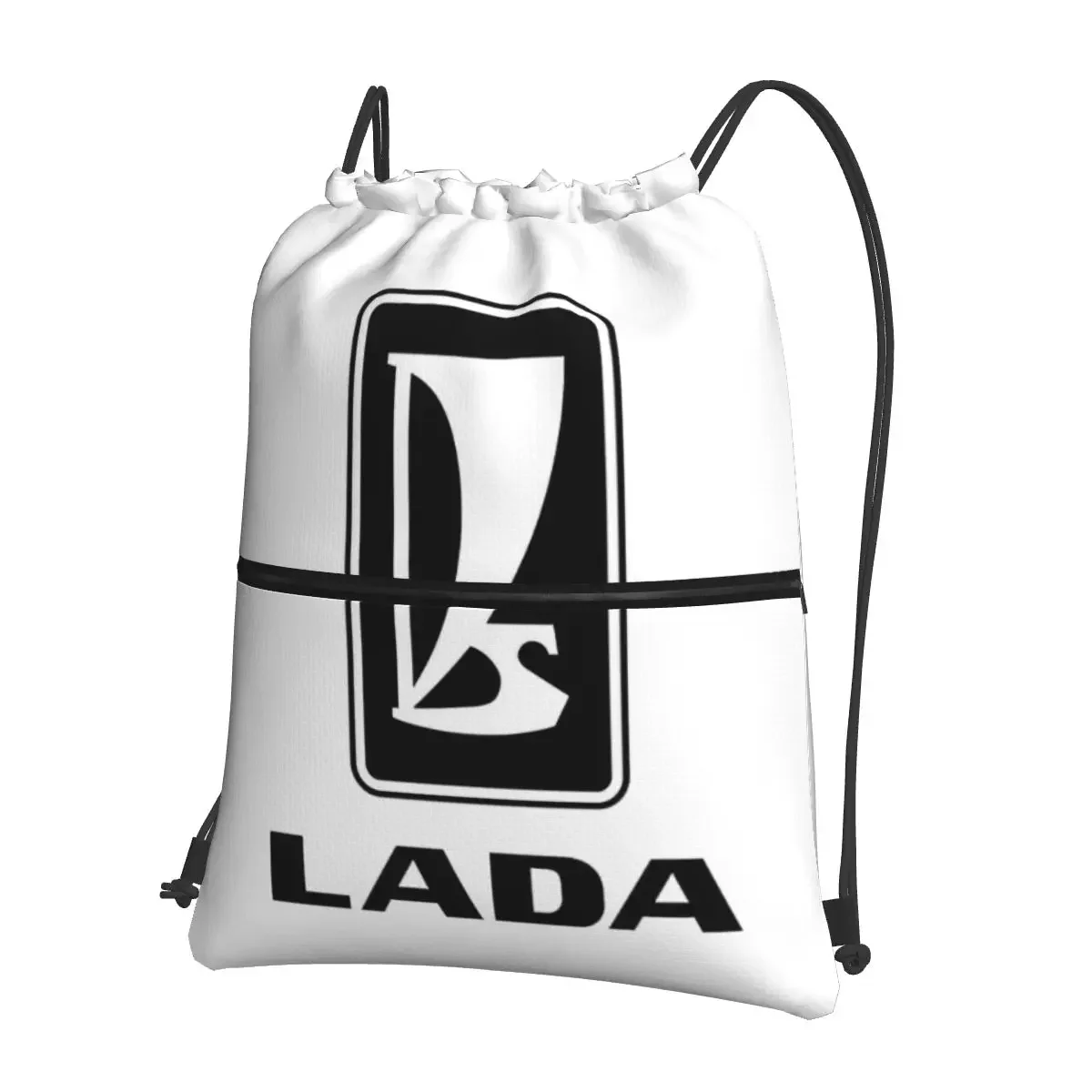 Lada Logo 1980s (black) Portable Backpacks Drawstring Bag Multi-function Drawstring Bundle Pocket Book Bags For School Students