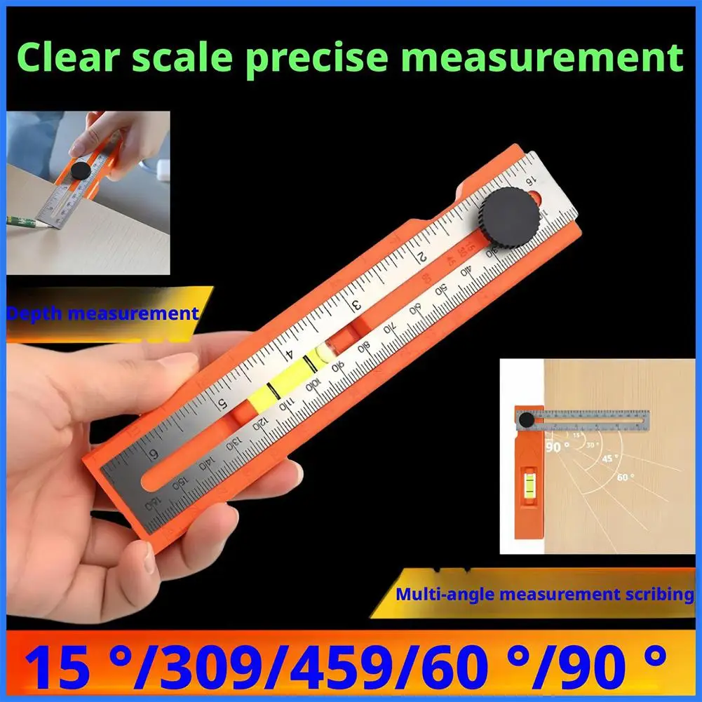 Foldable Marking Ruler Woodworker Horizontal Mark Base with Blisters Multifunctional Positioning Ruler with Scale Measuring Tool