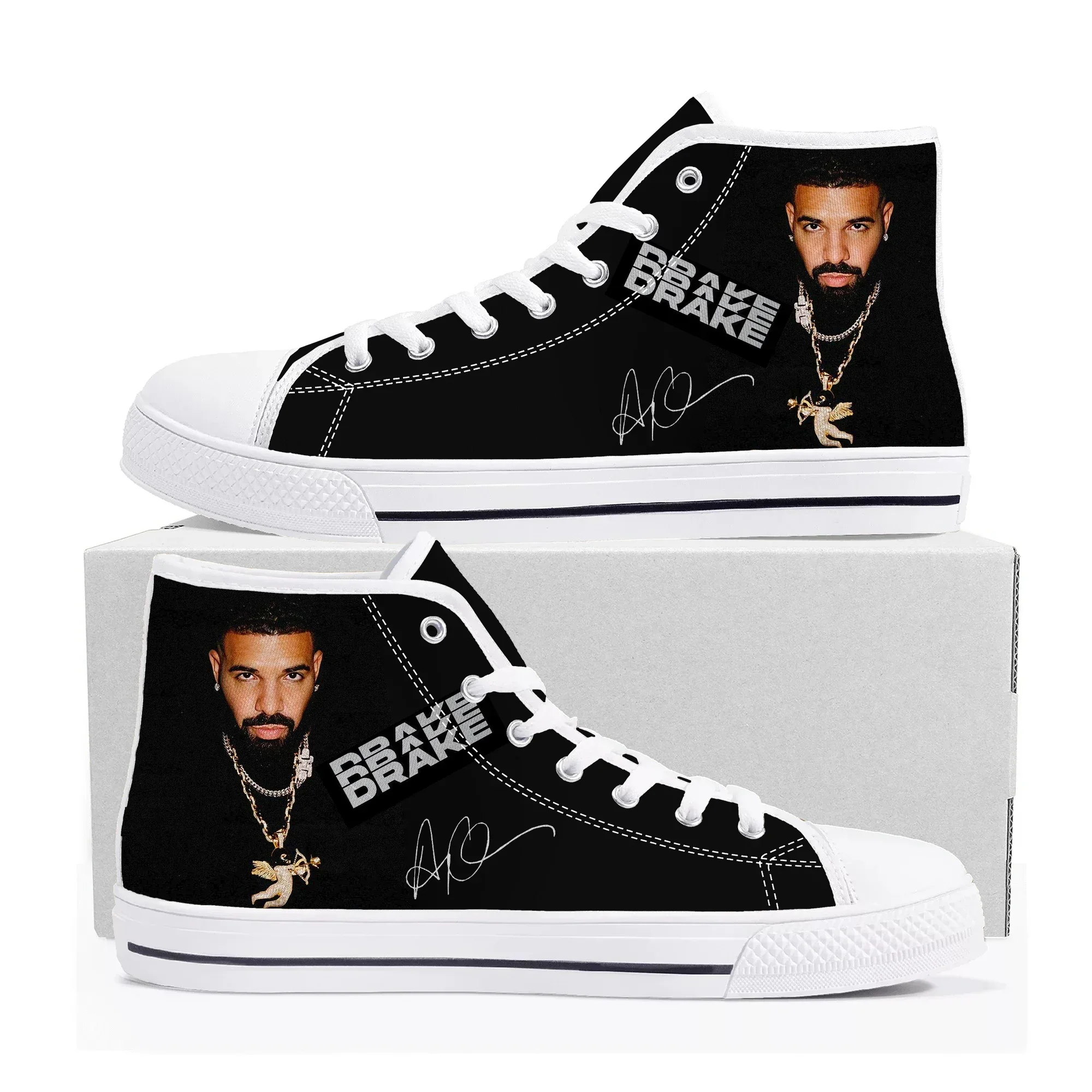 Rapper Drake Drizzy High Top Sneakers Mens Womens Teenager High Quality Canvas Sneaker couple Casual Shoe Customize Shoes