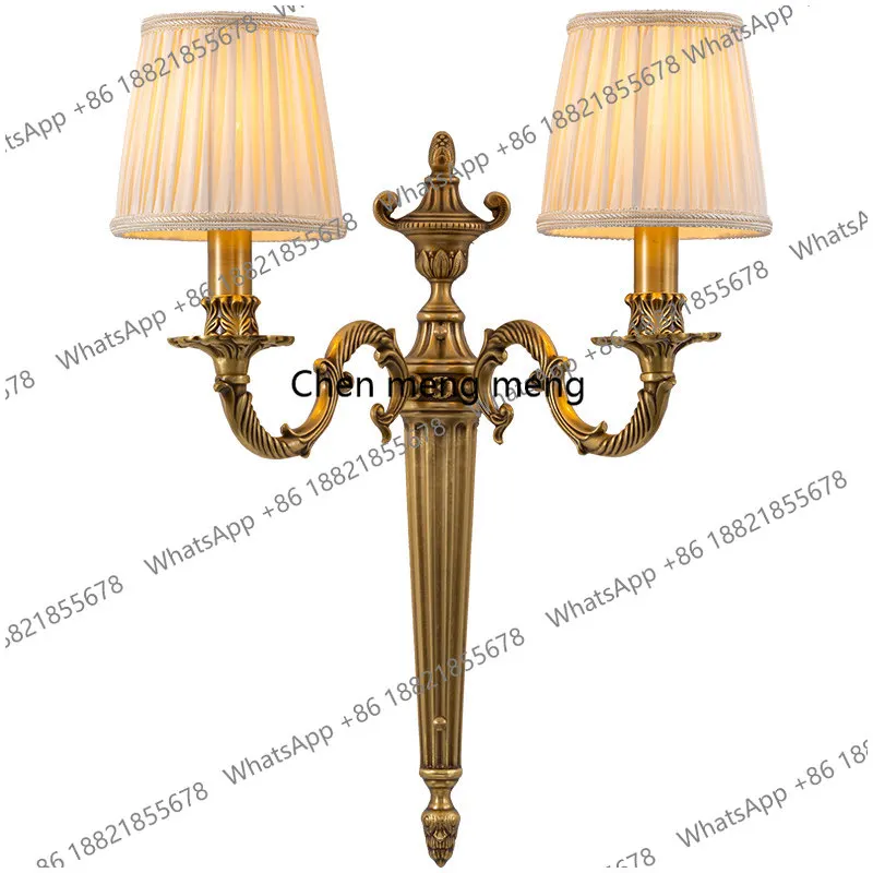 

American all-copper wall lamp European bedroom bedside lamp villa living room background wall French staircase wall lamp