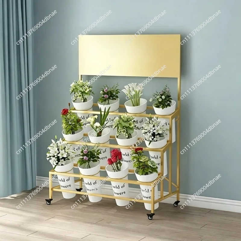 Florist flower stand flower bucket rack removable ladder shelf multi-layer living room display rack plastic bucket flower stand