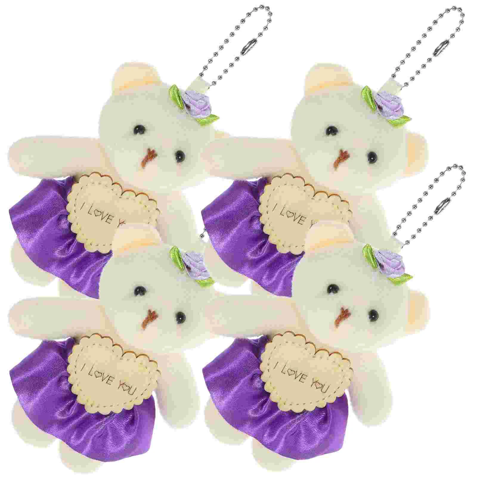 4 個のウェディングクマの装飾品 PP 綿の装飾花束人形ペンダント小さなクマの花卒業シーズンアクセサリー