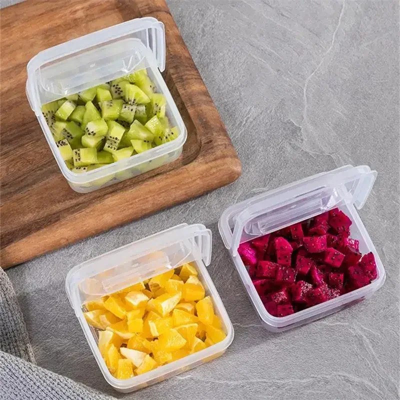 2Pcs 10X10X4.5CM Transparent Butter Cheese Storage Box Portable Refrigerator Fruit Vegetable Fresh Keeping Kitchen Storage Box