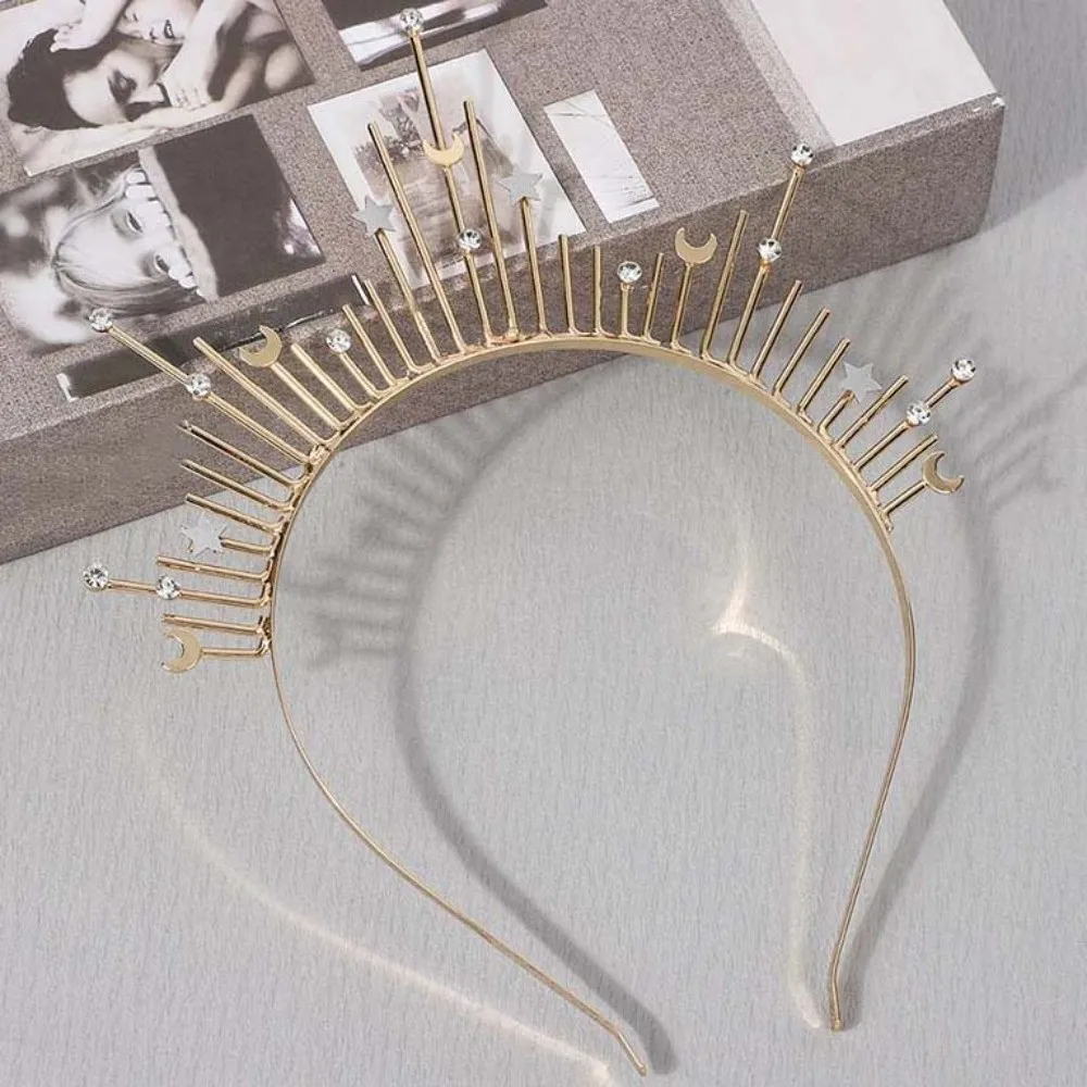 

Мужской готический головной убор Glory Sun Crown, ободок для волос в стиле Лолита с шипами, золотая повязка на голову в стиле Ренессанс со звездами, для косплея, на день рождения, для вечеринки