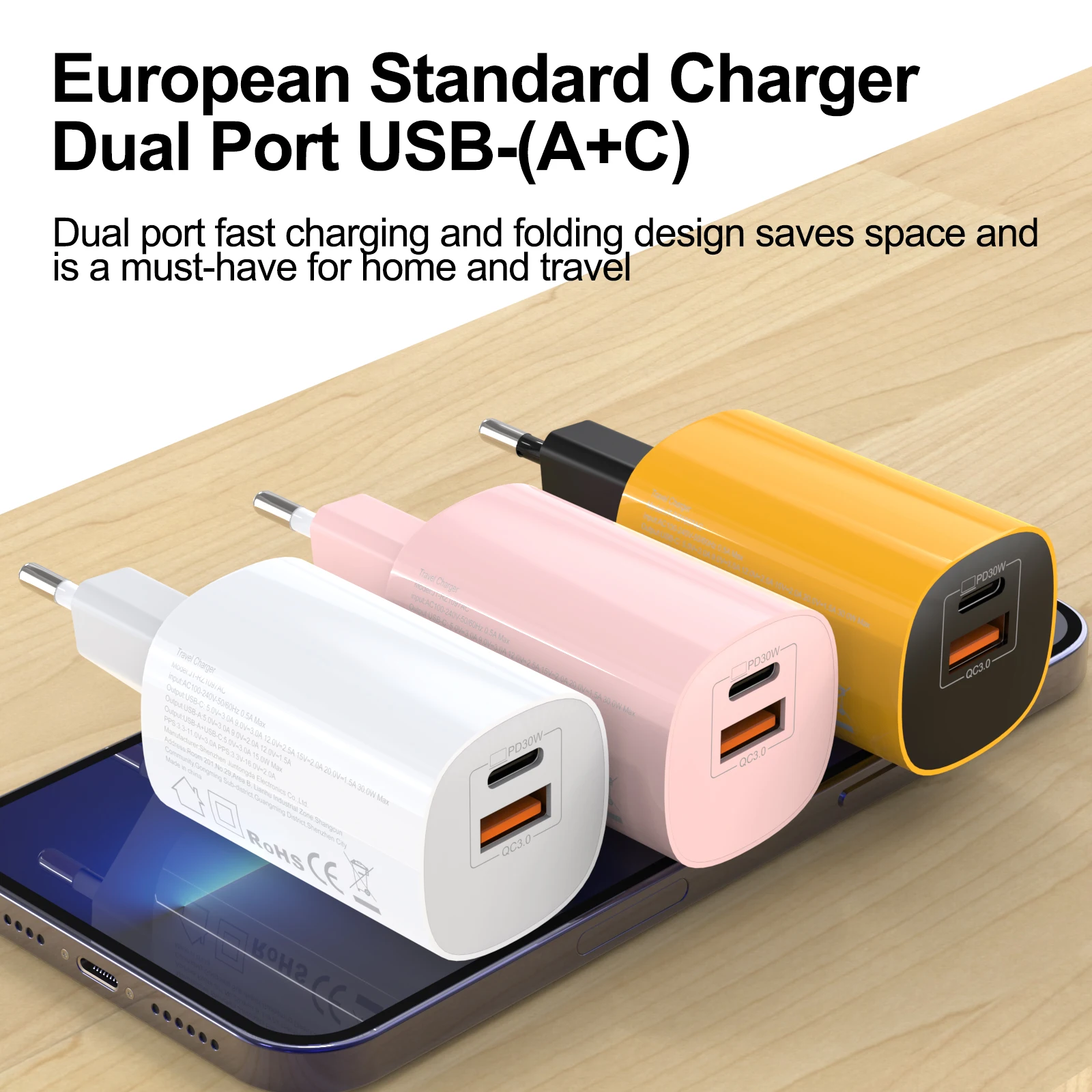 GAN 30W Fast Charger 2-Port USB C & USB a PD3.0 QC3.0 PPS Compatible with Samsung Galaxy S25 S24 S23 S22 S21 S20 S10 A56 A55 Xia