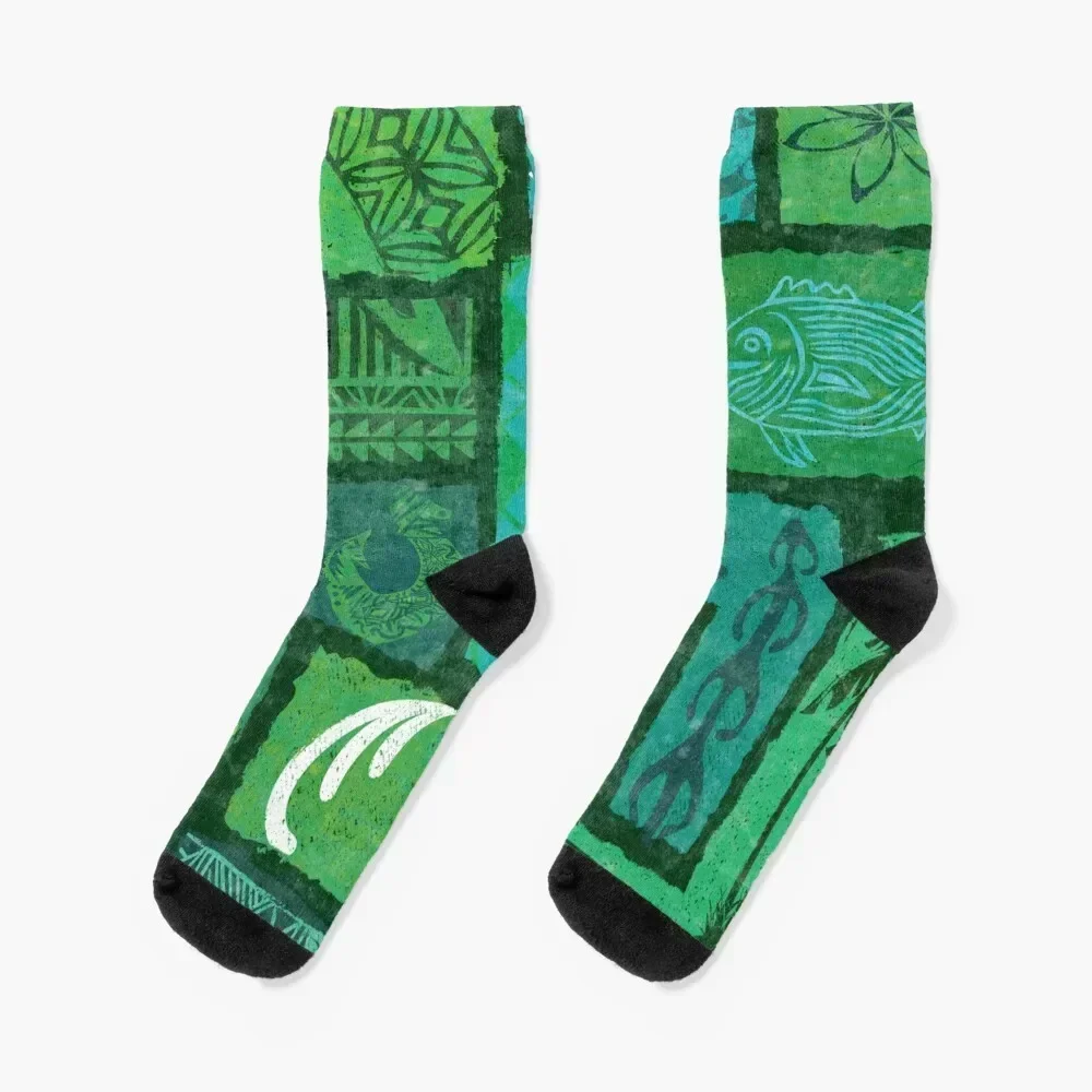 

Tribal Tapa Polynesian Organic Patterns Socks hiking christmass gift man Women Socks Men's