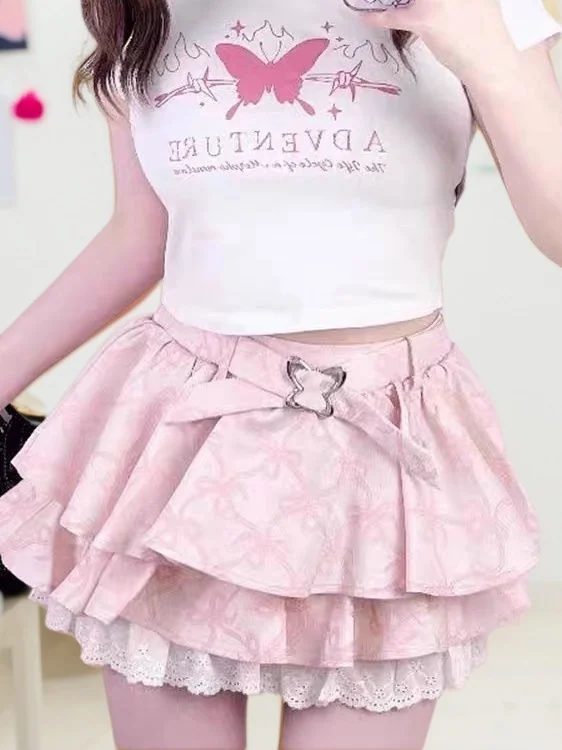 Student JK Large Long Legs Effect Extra Large Size Fat MM  Knot Dark Pattern Puffy Half Skirt Sexy Short Cake Skirt ...