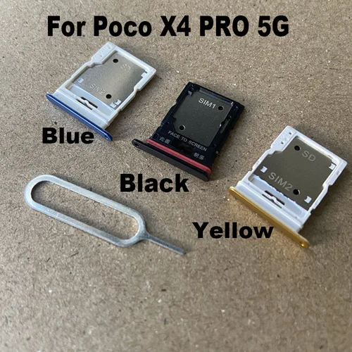 샤오미 Poco X4 Pro 5G SIM 카드홀더 슬롯 어댑터용 SIM 카드 트레이 및 마이크로 SD 트레이 홀더, 무료 배출 핀 포함, 1 개 