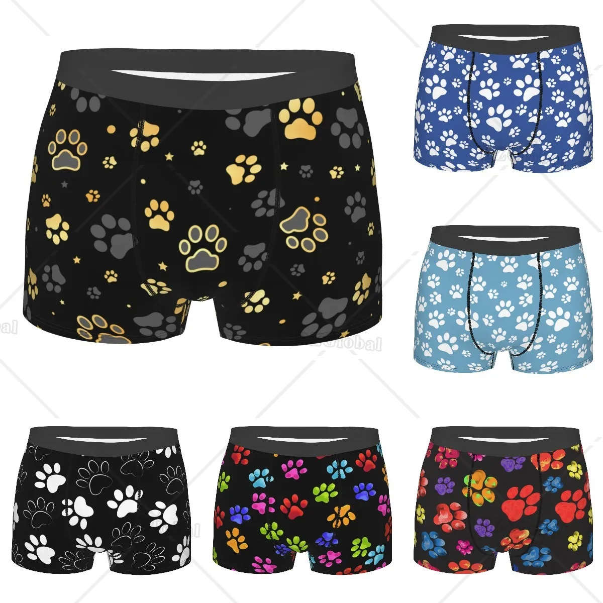 Funny Custom Men\'s Panties Dog Paw Print Boxer Shorts Personalized Comfort Underwear for Men Boys Brief Boxers Trunk S-XXL