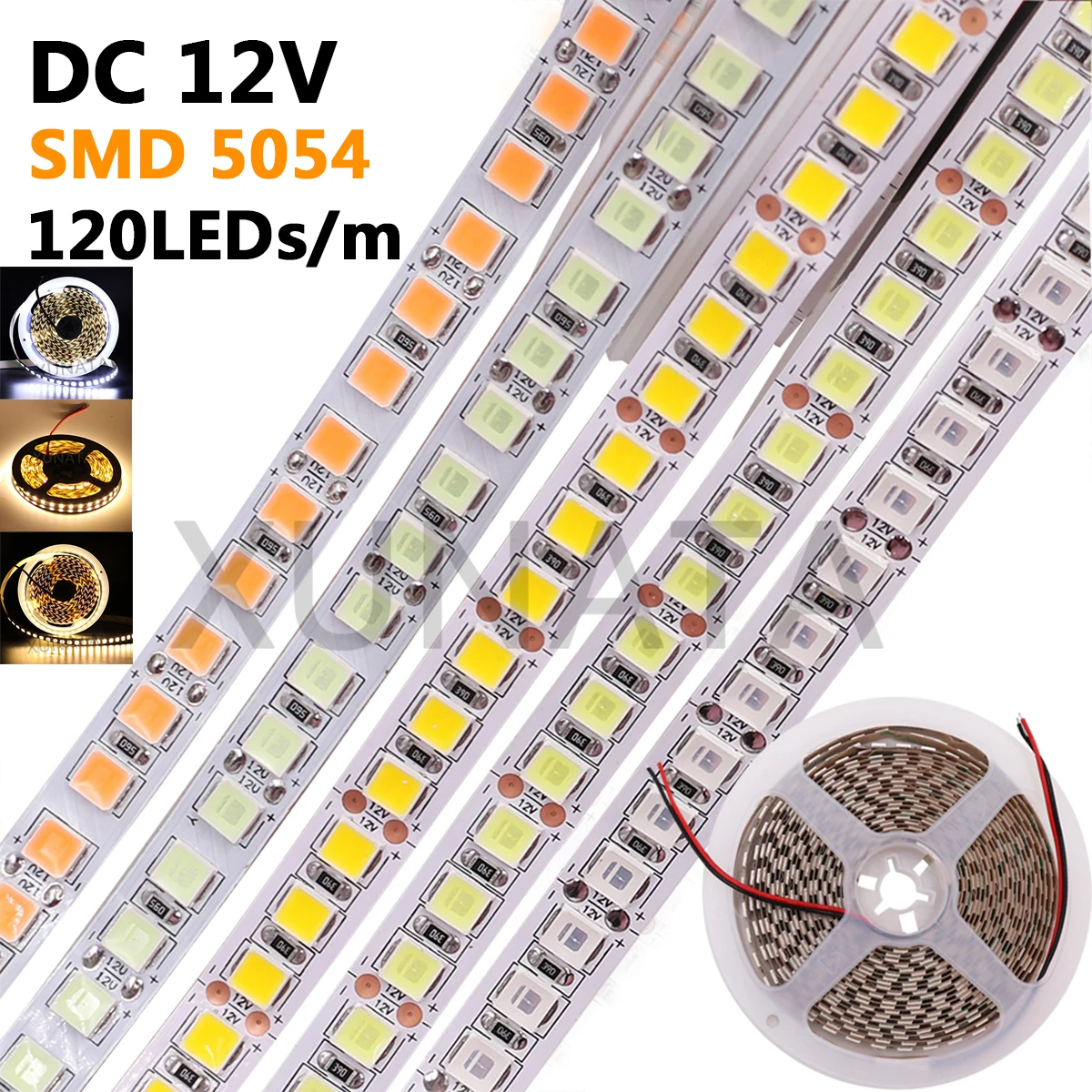 DC 12V LED-Streifenlicht SMD 5054 120LEDs/m Flexibles Lampenband Warmweiß Naturweiß Wasserdicht/Nicht-wasserdicht Hochdichte lineare Beleuchtung Heimdekoration