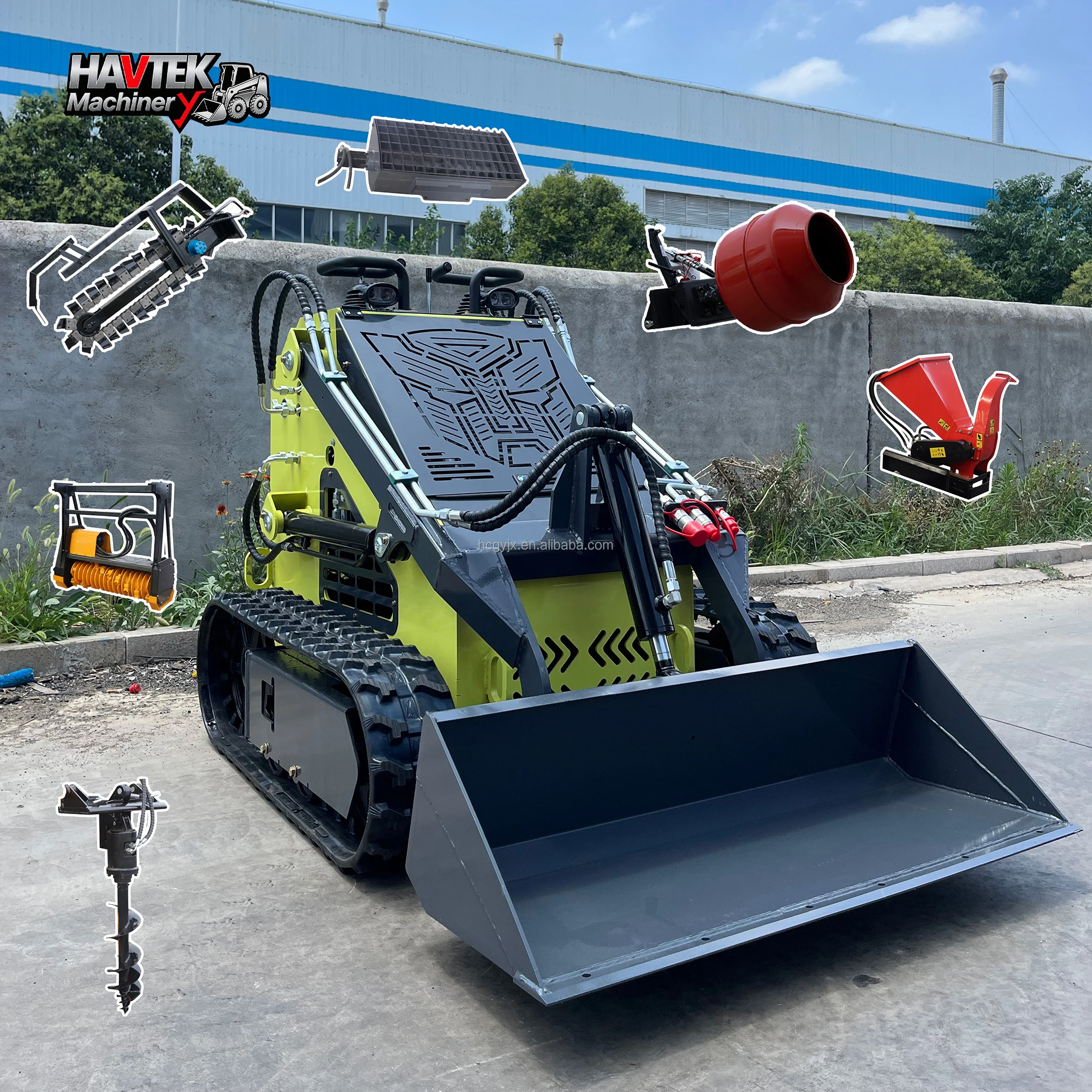 Chinese Factory Havtek Compact Skid Steer Loader Crawler Loader 0.12m Bucket Capacity EPA CE Certified