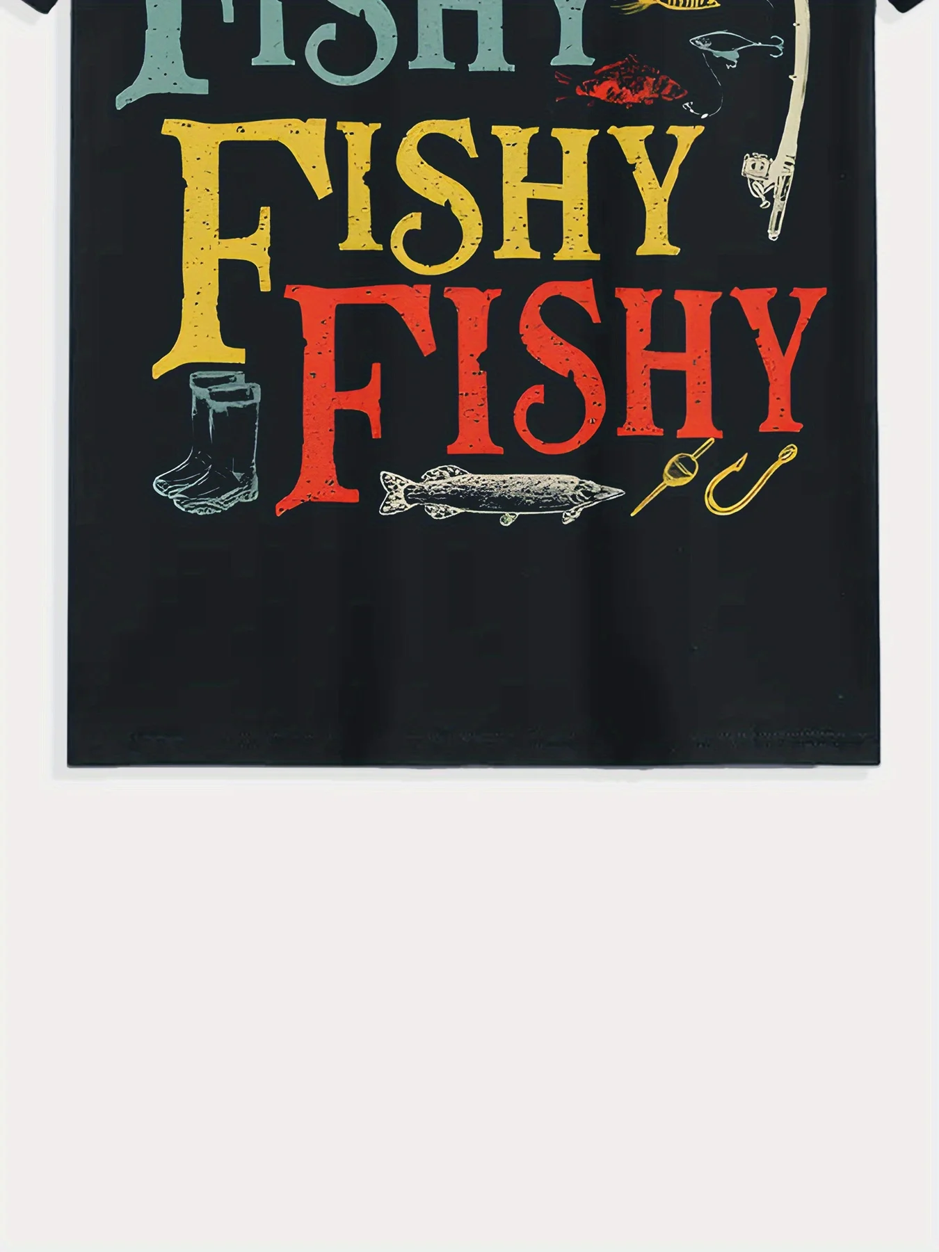 Lustiges Angel-T-Shirt für Herren mit Aufdruck „Here Fishy Fishy“ auf der Rückseite, Bass-Grafik, Rundhalsausschnitt, kurzärmeliges Oberteil – Detail 6