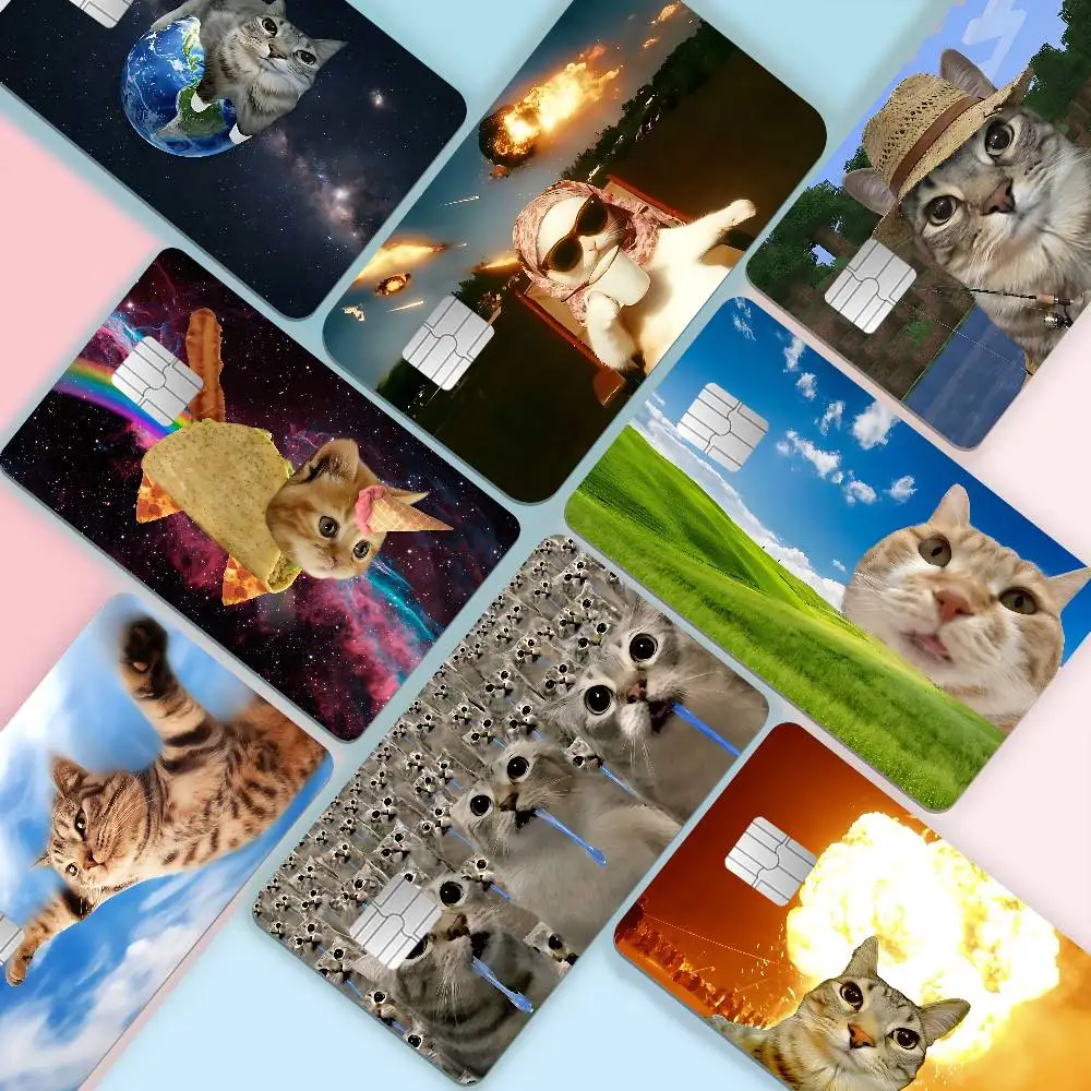 Beluga Cute Cat Credit Card Skin Stickers For VISA Bank Card Transportation Card Waterproof Sticker Anti-scratch Women Gift