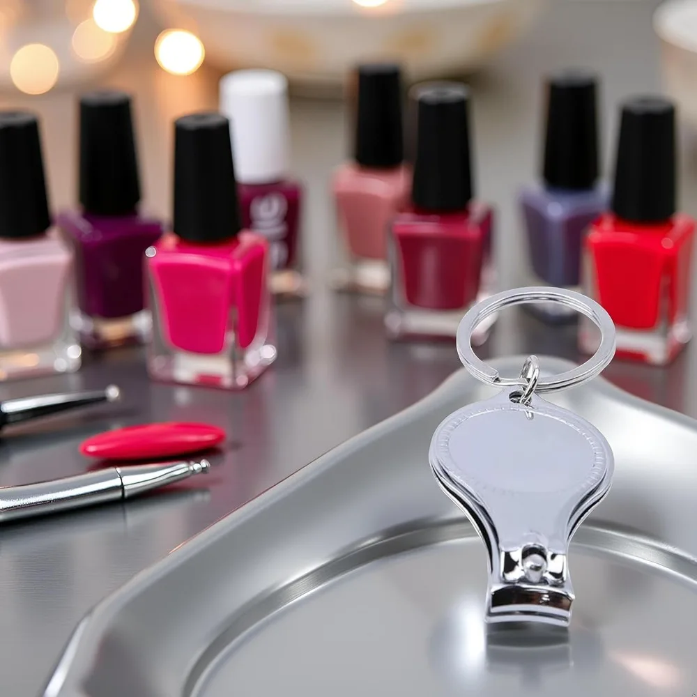 Multifunction Keychain Nail Clippers with Bottle Opener, Round Design, Manicure Tools for Women