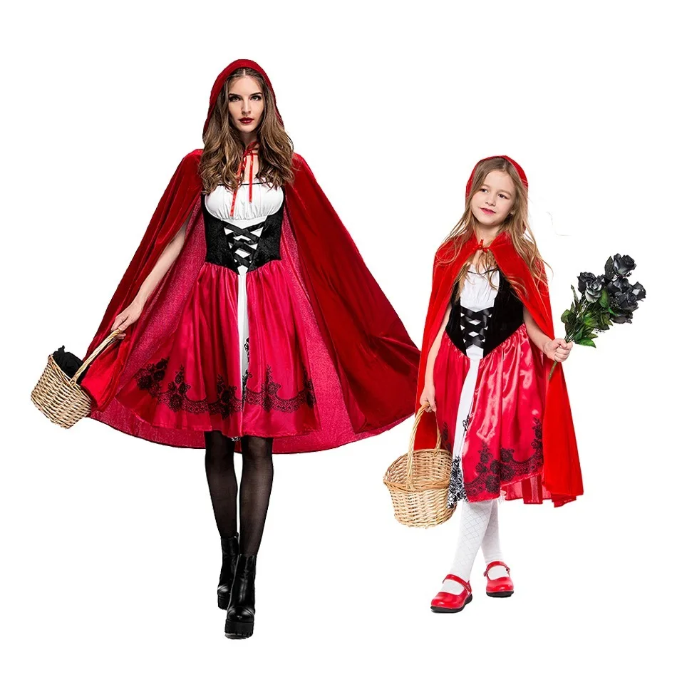 Little Red Riding Hood Modern Version of Stage Performance Clothing Shawl, Adult Girls Personality  Cosplay Game Uniform