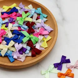 Size 4cmx4cm Fresh Pink Ribbon Bows Small Polyester Satin Ribbon Bow Flower Handwork DIY Craft Decoration