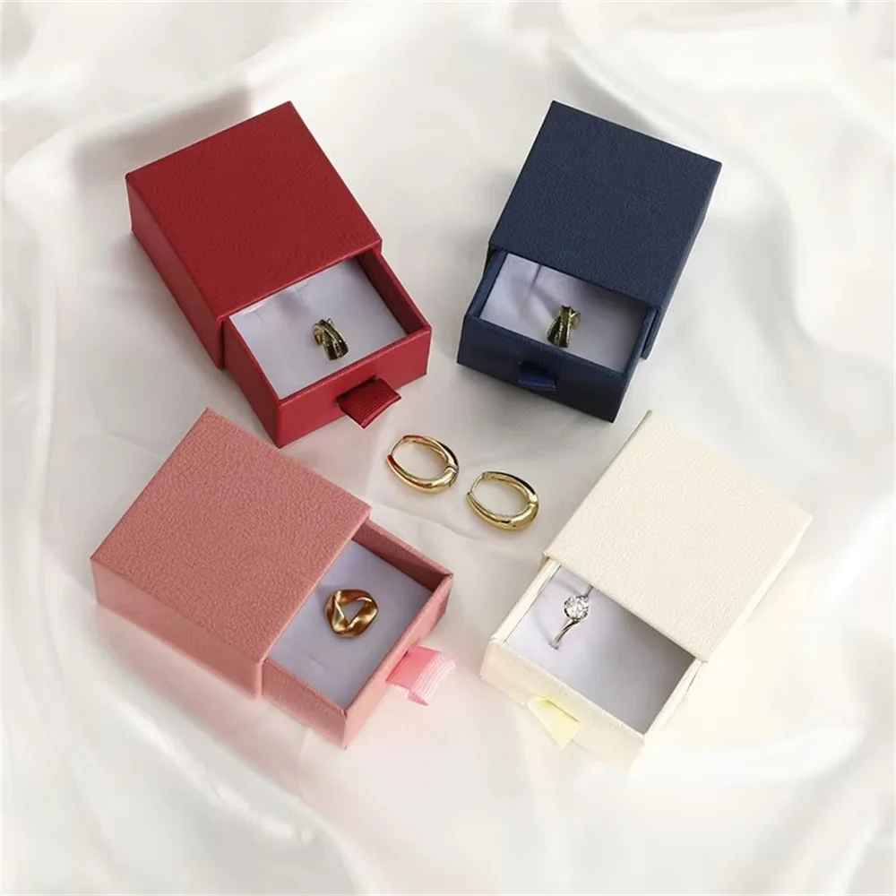 Custom Logo 6*6cm Drawer Sliding Ring Earring Necklace Jewelry Box Organizer Paper Cardboard Gift Packaging Jewellery Boxes