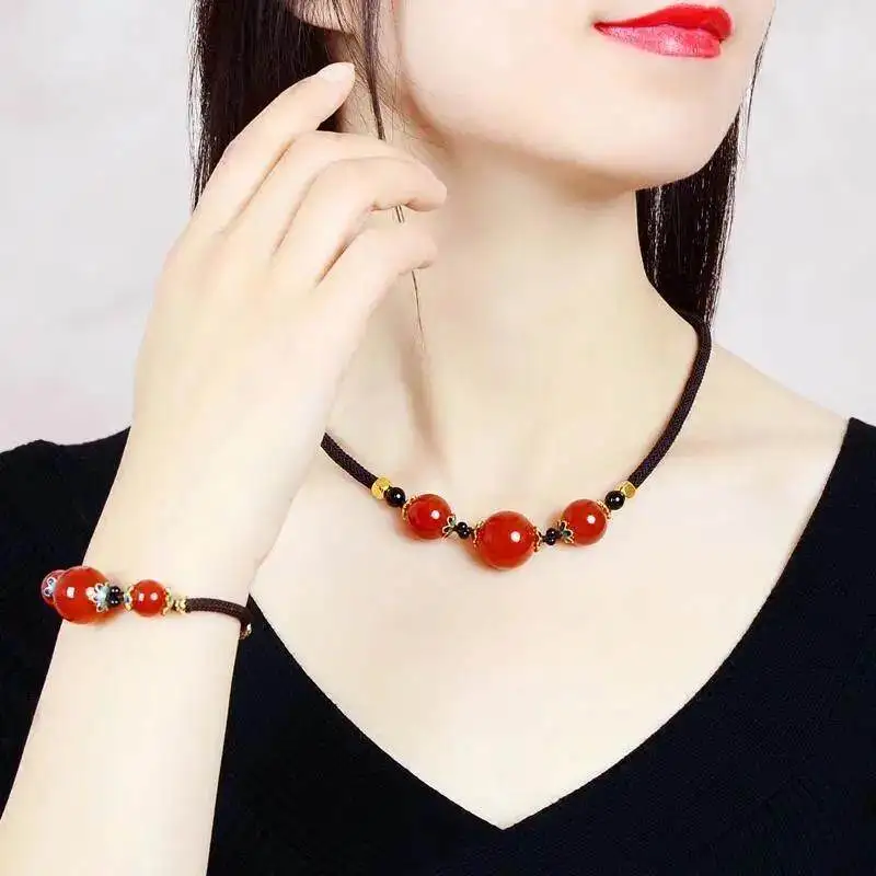 collar-y-pulsera-de-Agata-natural-ajustables-estilo-chino-sencillos-y-versatiles