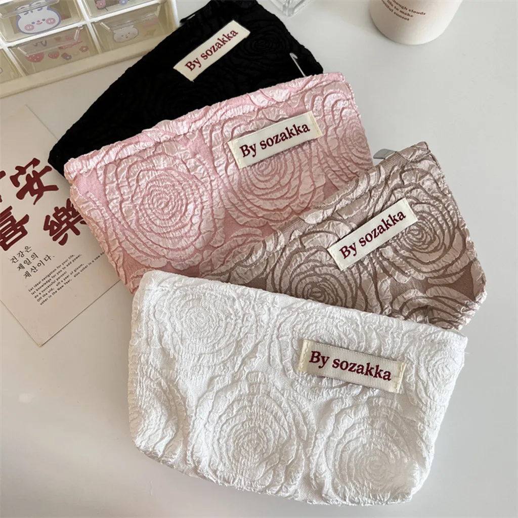 Korean Fashion Flower Travel Cosmetic Storage Bag Kawaii Wallet Women Makeup Kits Handbags Phone Pencil Case Organizer Pouch Bag