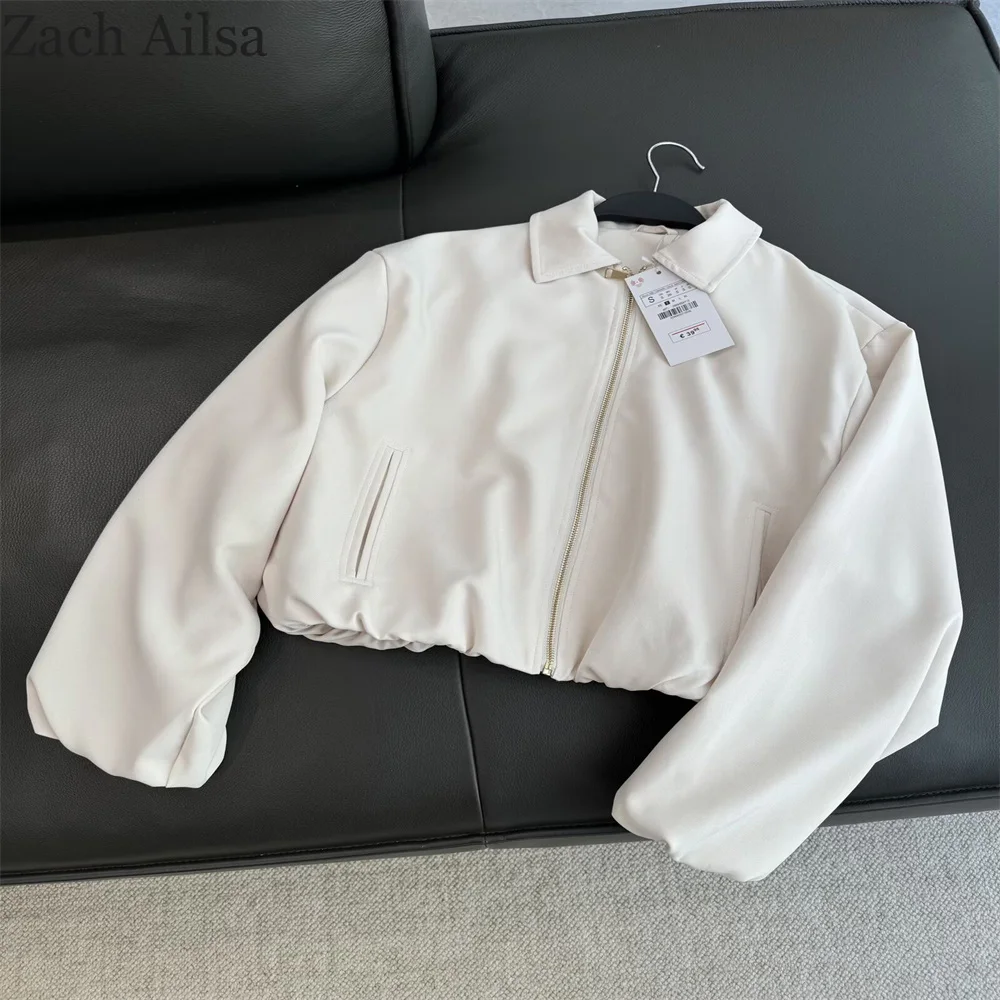 

New Women's Fashion Zipper Puff Jacket with European and American Style