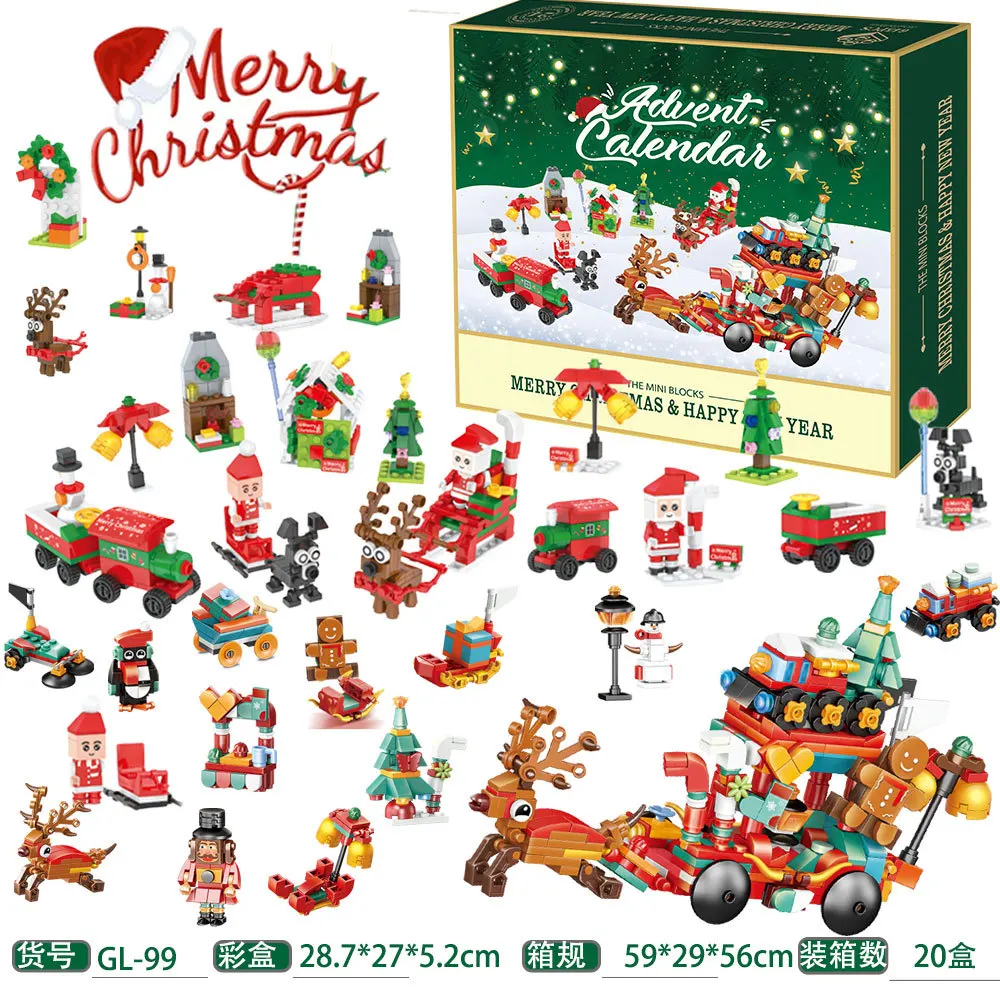 779PCS Christmas Series Building Blocks Gift Box Advent Calendar Christmas Tree Santa Claus Deer Bricks Model Toys for kids gift