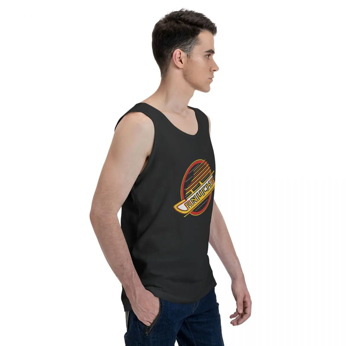 Vancouver Hockey Canucks Skate 100% Cotton Men's Sweatshirt Vest Sleeveless Clothing Tees Men Tank Tops T-shirt