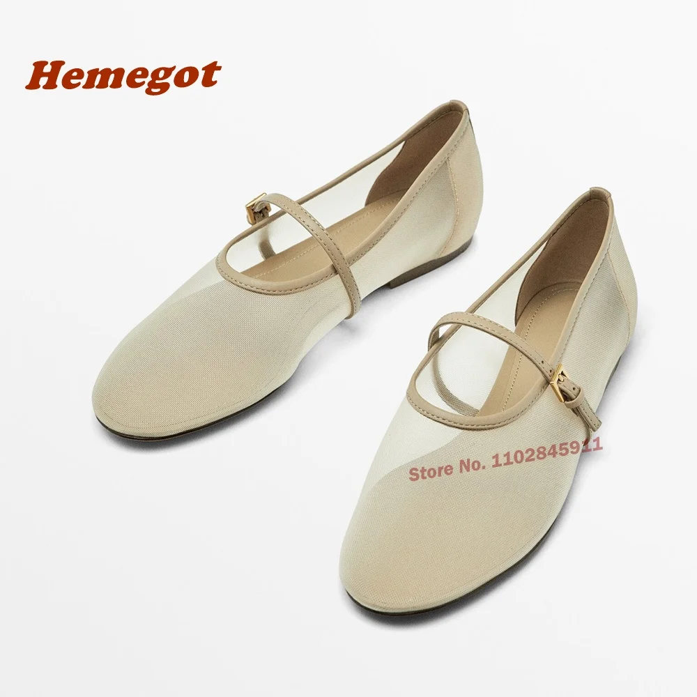 

Air Mesh Buckle Flat Pumps Round Toe One Strap Shallow Women's Pumps Solid Ballet Dance Shoes Mary Jane Elegant Casual Shoes