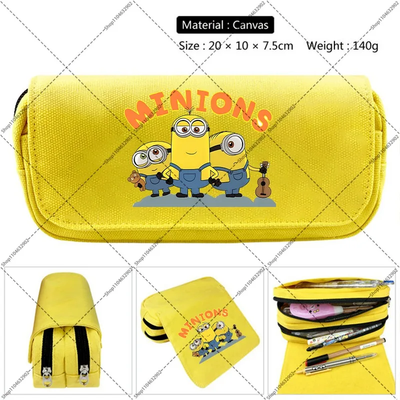 Minionses Large Capacity Pencil Pouch Students Back To School Kawaii Bags Cartoon Anime Print Stationery Birthday Party Gifts