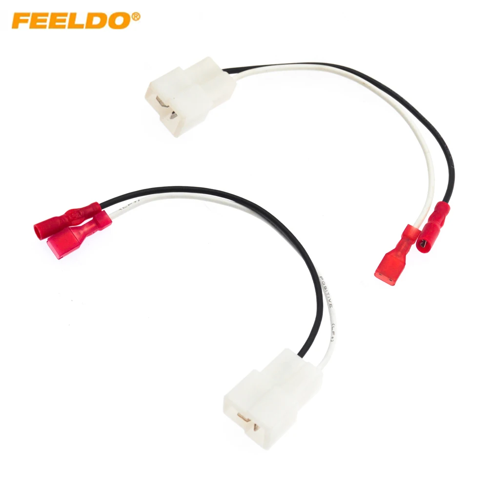 

FEELDO Car 2Pin Stereo Speaker Wire Harness Adaptors For Toyota Auto Speaker Replacement Connection Wiring Plug Cables