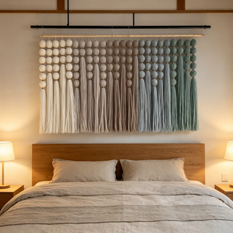 150*100cm High End Abstract Boho Wrapped Yarn Thread Spa Lounge Provide Tenture Banner With Geometric And Eco Friendly
