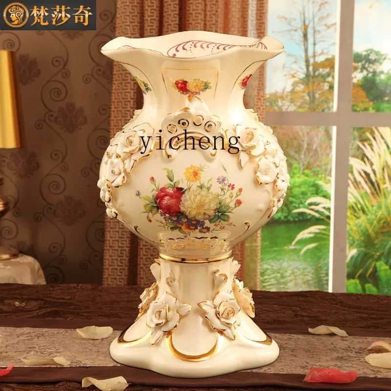 

ZC vase light luxury porcelain ornament living room luxury flower arrangement high-end creative light luxury simple flower