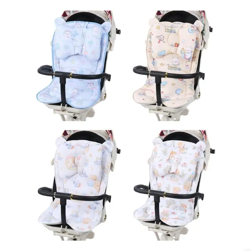 

Double Sided Infant Strollers Pad Machine Washable Cotton Fabric Nonslip Base 24BE