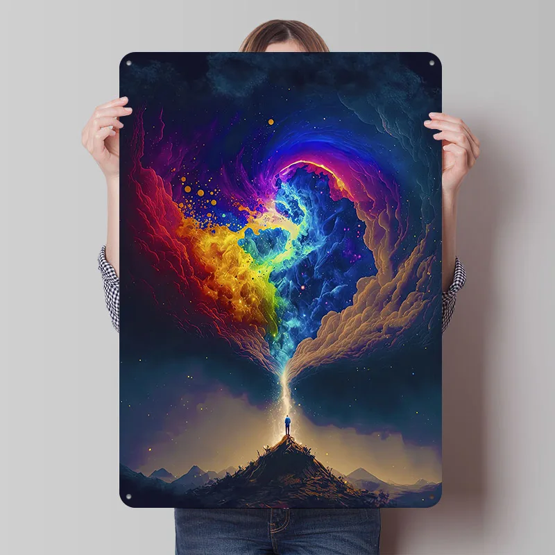 ألوان المجرة المعادن المشارك تين علامات جدار ديكور فني لتزيين الغرفة علامة معدنية مخصصة للديكور المنزل رجل الكهف #1