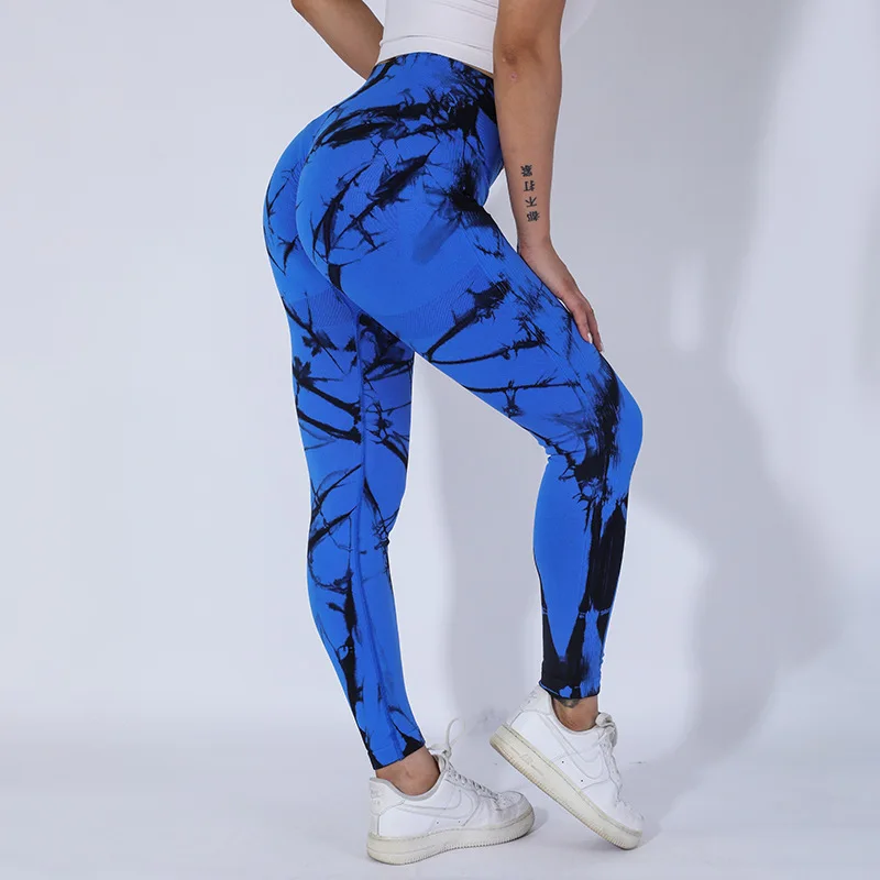 Trendy Tie Dye Yoga Pants Sports Leggings Women Seamless High Waist Push Up Woman Tights Fitness Workout Leggings Gym Clothing