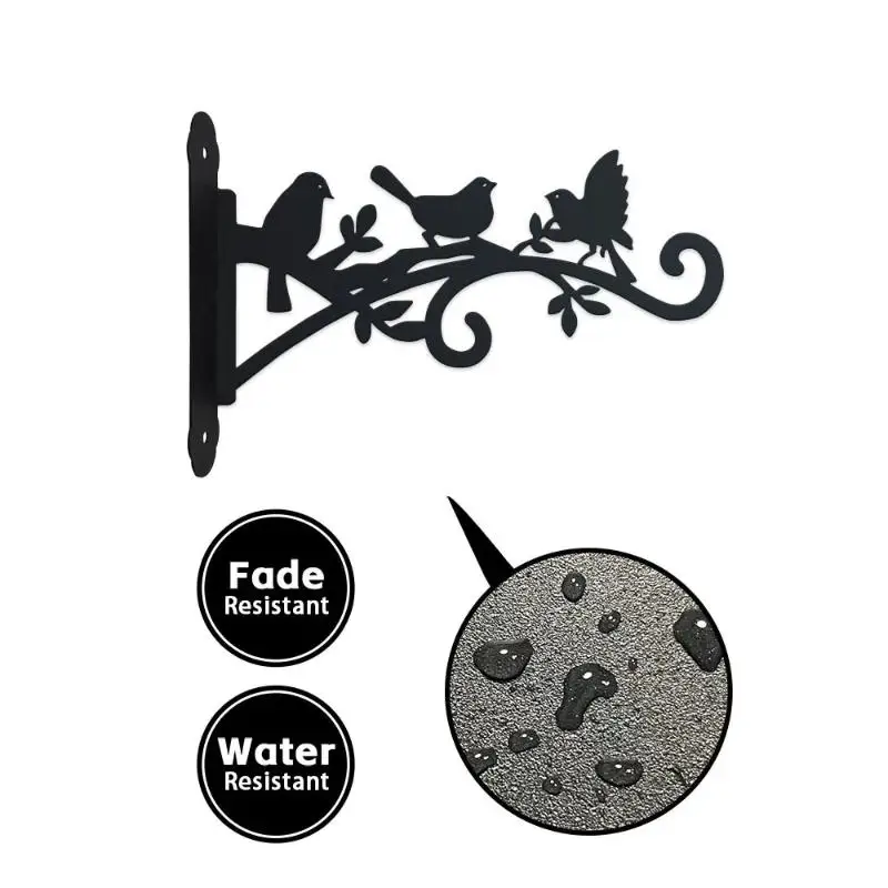 1/2pcs Metal Wall-Mounted Plant Hanger With Bird & Leaf Design - Heavy-Duty, Easy-to-Install Hook For Outdoor Flower Baskets
