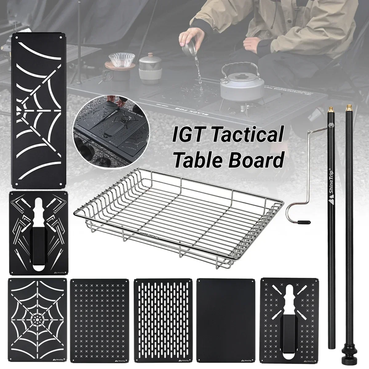 Shinetrip IGT Mobile Table Board Portable Table Unit Board Stainless Steel Removable for Hiking Fishing Picnic Camping Equipment