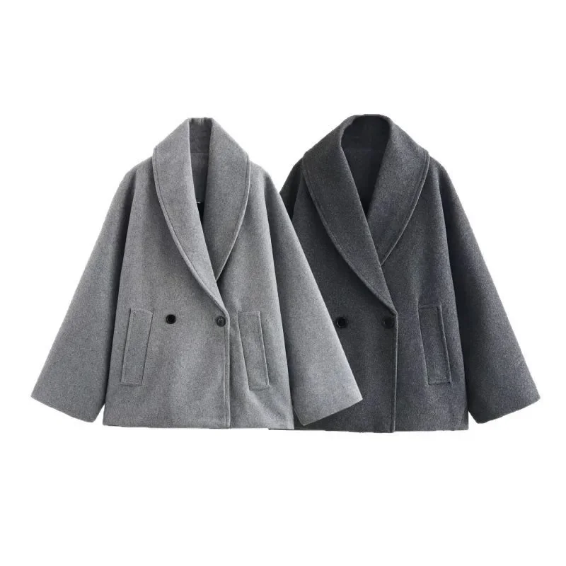 

Autumn Winter New Arrival Simple Style Commuting Coat Fashionable Short Coat Jacket Women's Loose Lapel Outerwear