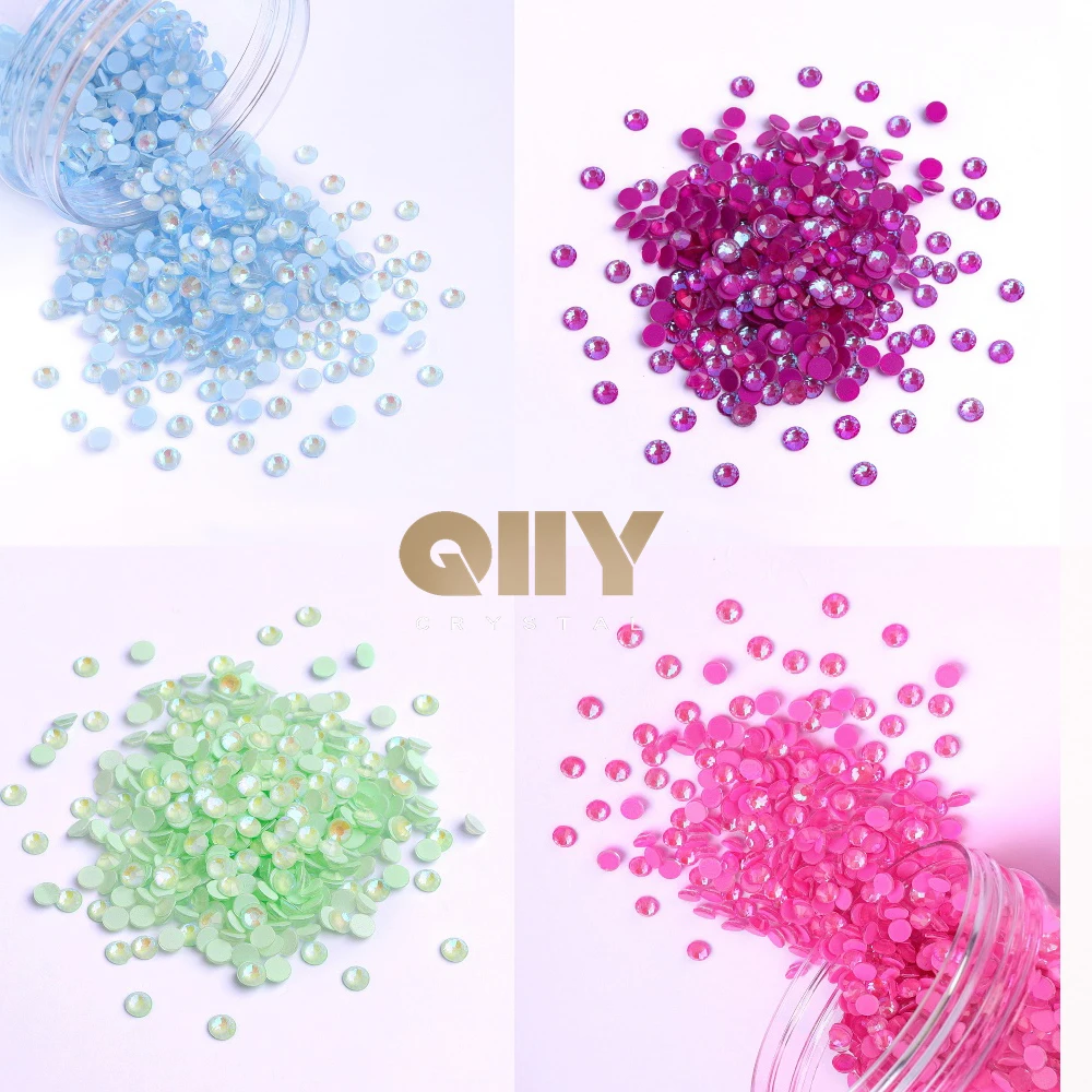 QIIY SS6-SS30 Mocha Starry Sky Flatback High Quality Glass Rhinestones Super Bright Crystal Glue On 3D Stones For DIY Nail Art