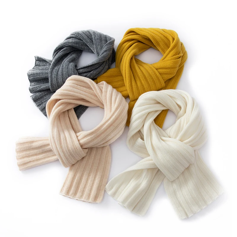 Winter New Fashion Solid Color 100% Wool Draw Scarf Women/Men Outdoor Keep Warm Soft Wool Knitted Accessories Unisex Scarves