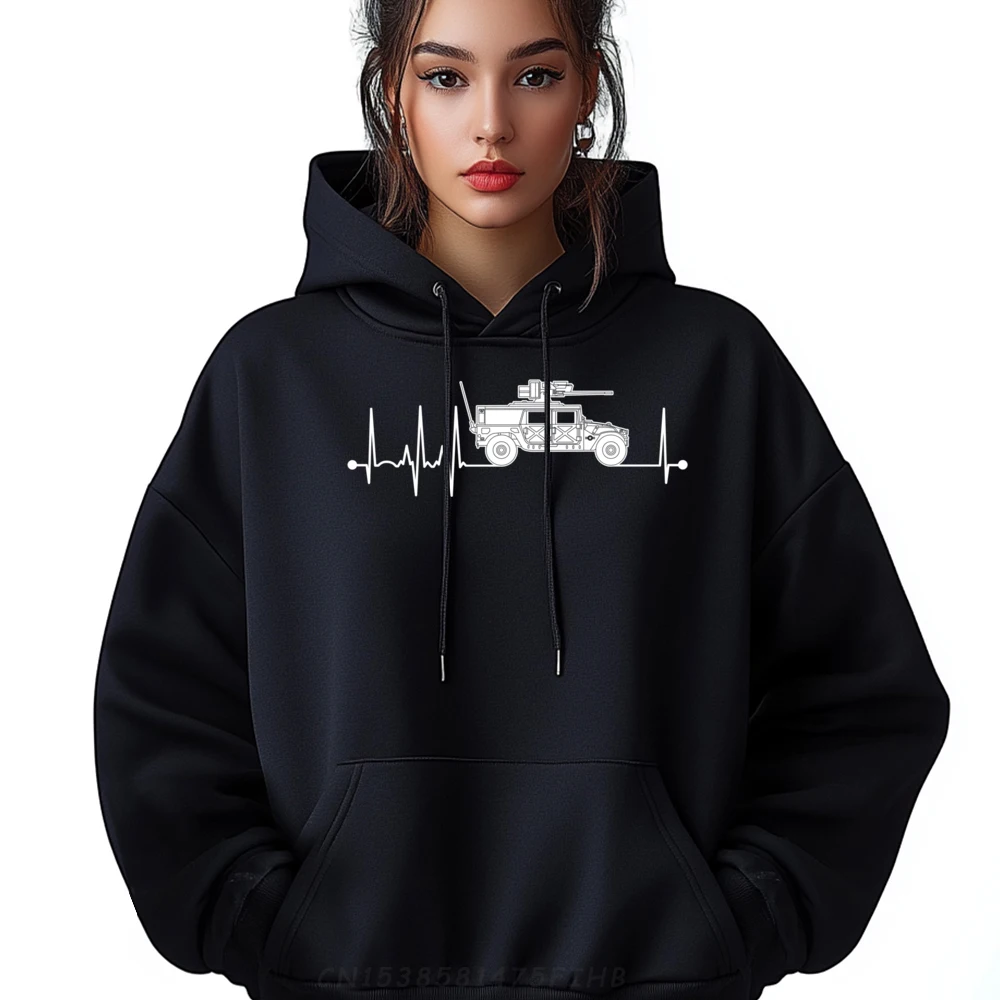 Humvee Heartbeat Combat Vehicle Pulse EKG Humvee Mens Shirts Graphic Tee Women Long Sleeve Hoodie Men Cool