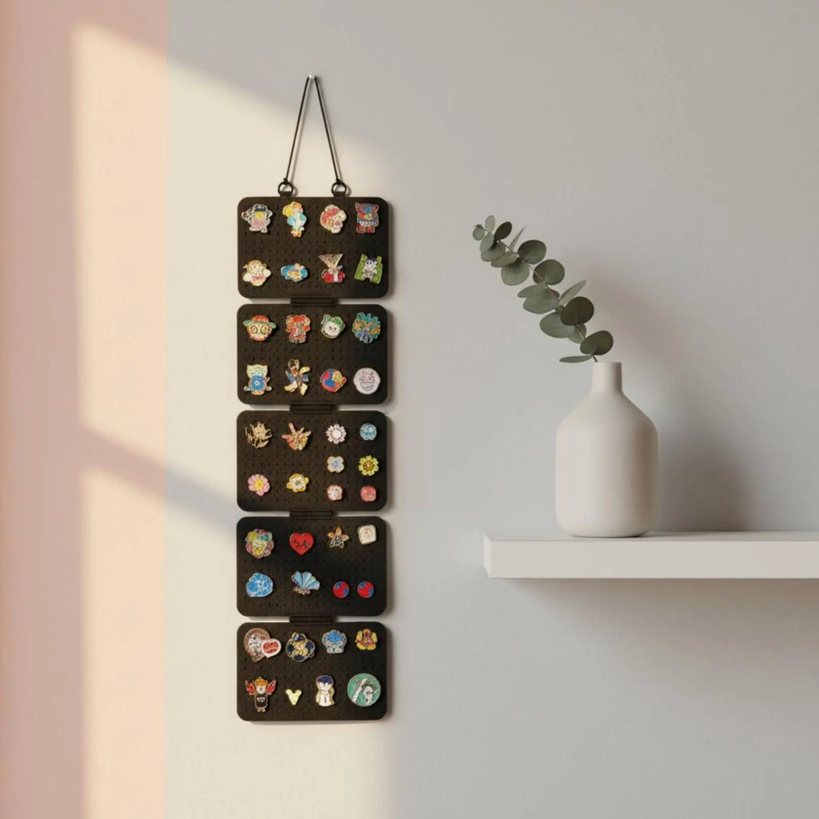 Brooch Storage Hanger Removable Badge Display Board Felt Fastener Board Multi Pocket Jewelry Hanging Organizer Wall Mounted