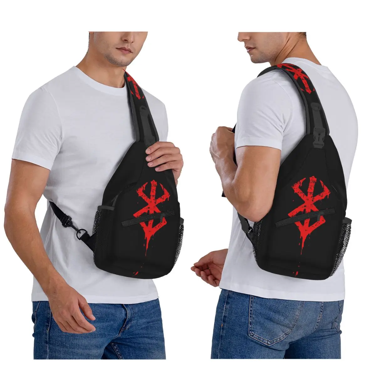 Japan Anime Berserk Chest Bag Men Sling Crossbody Backpack Chest Bag Traveling Hiking Daypack Shoulder Bag