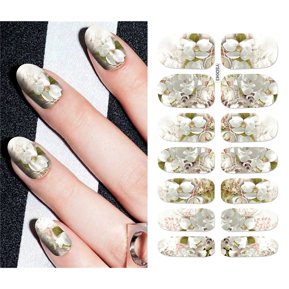 Marca de agua Nail Art pegatina Luna leopardo Color transferencia de agua decoración de uñas flores grandes pegatinas de transferencia de manicura para uñas