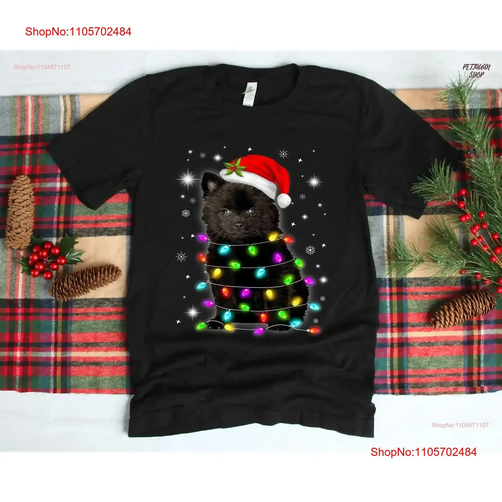Christmas With Black Pomeranian Dog T Shirt Funny Lovers s Holiday Sweaters Winter vintage Washed designer clothes Unisex