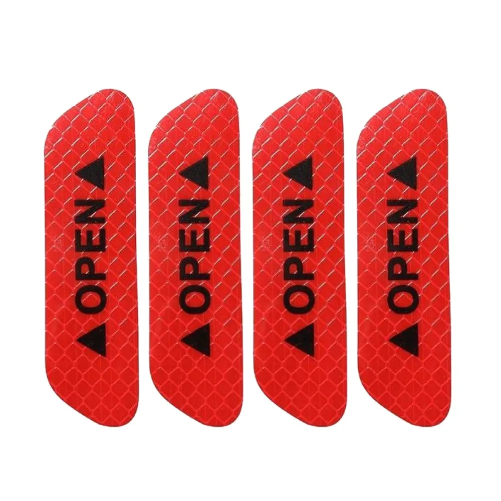 

4 PCS PET Reflective Car Door Sticker Exterior Universal Safety Opening Warning Sticker Interior Decal Reflective Sticker