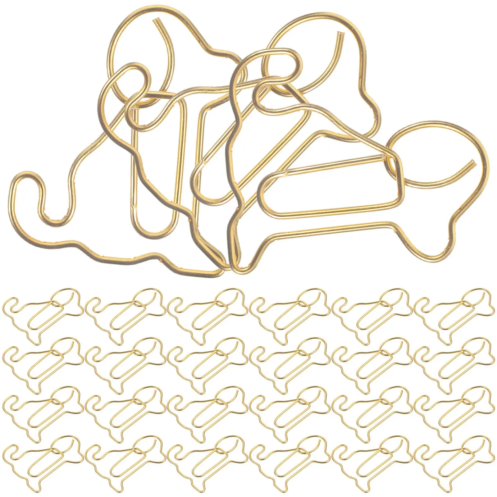 

50pcs Sitting Dog Paper Clips Metal Bookmarks Office Supplies Small Document Binder File Organizer Decorative Gifts