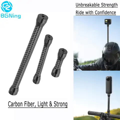 Carbon Fiber Extension Rod 1/4 Anti Break Selfie Stick Motorcycle Mount Adapter for GoPro Insta360 X5 DJI OSMO Pocket4 Camera