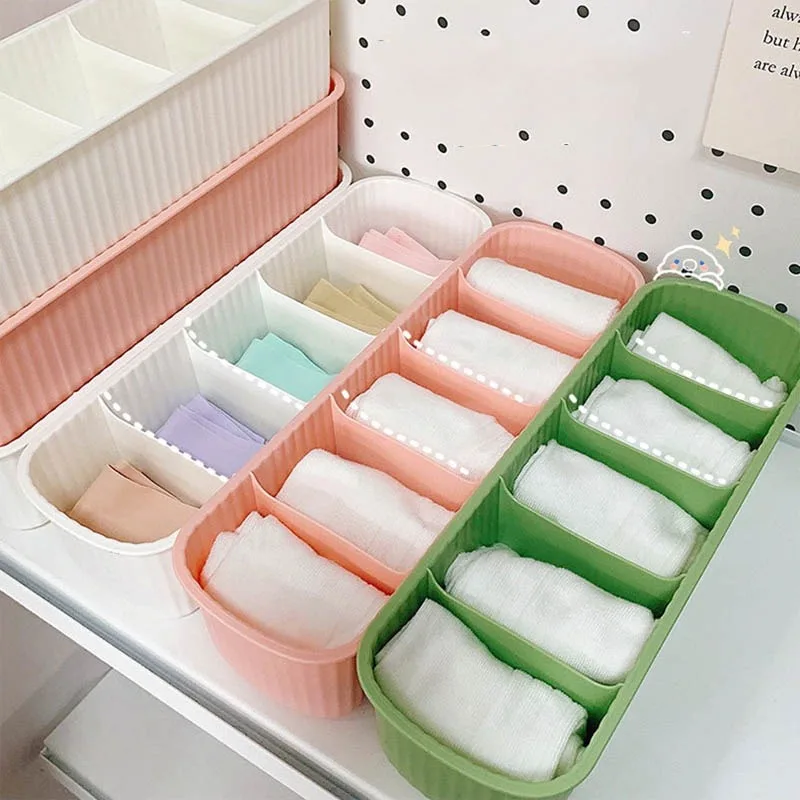 

5 Grids Underwear Socks Storage Box Plastic Drawer Closet Organize Sorting Boxs Divider Desk Accessory Household Storage Basket